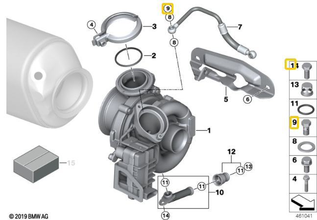 Genuine BMW Hollow Bolt Banjo Bolt Turbo Oil Feed for M57N & M57N2 - BMW 07119907291 | BMW