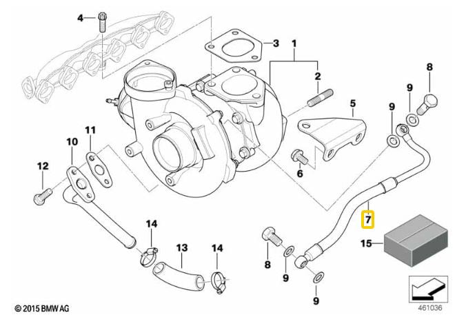 BMW M57N X5 E53 Oil Pipe for Turbo Charger - Ajusa 11427785855