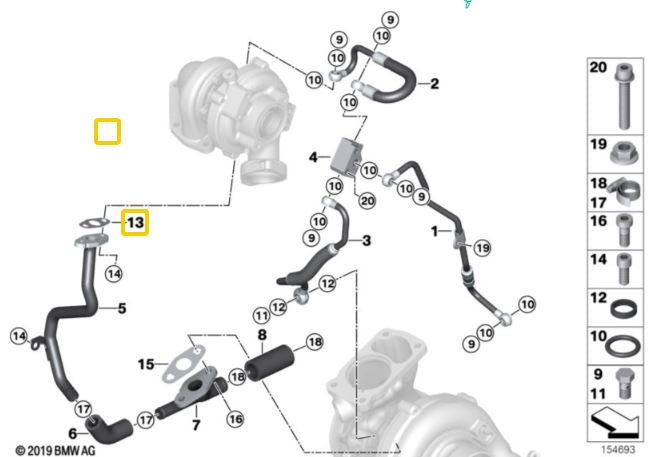 BMW Turbo Oil Line Gasket - FAI 11427809831