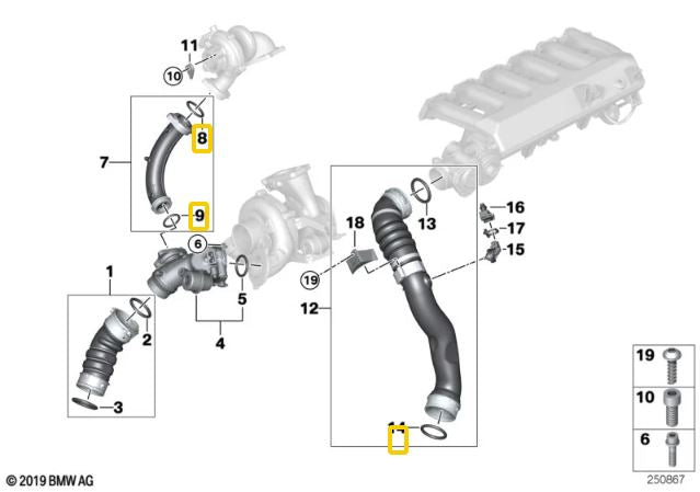 BMW Turbo Seal Ring for M57N2 & 30SD & 35dX Twin Turbo & N57 40xdX - Metzger 11657795047 | Metzger