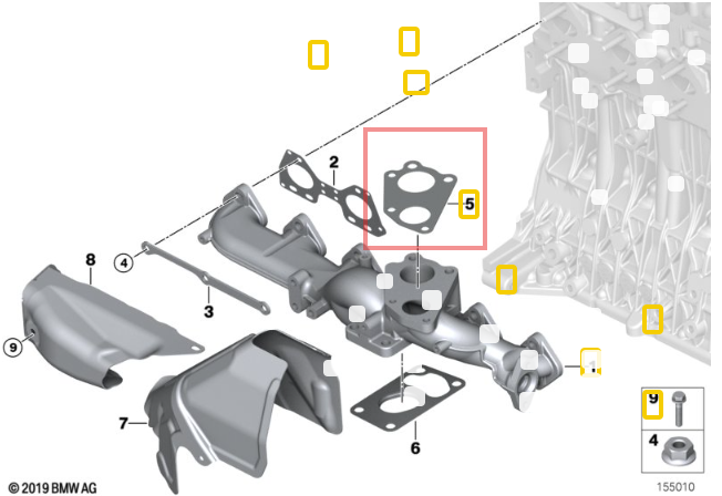 BMW Turbocharger Gasket for M57N2 Twin Turbo - FA1 11657802593