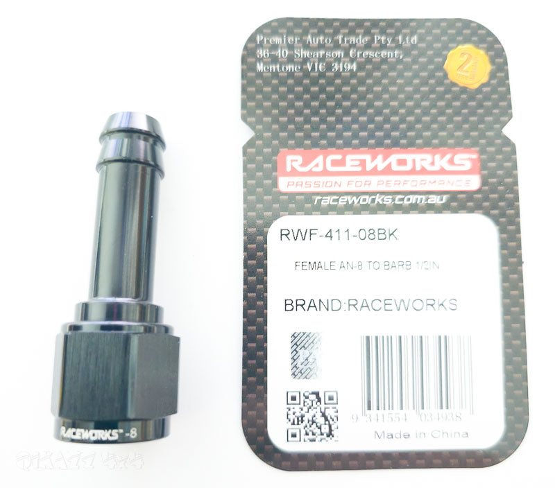 Raceworks AN8 to 1/2" Barbed Swivel Adaptor
