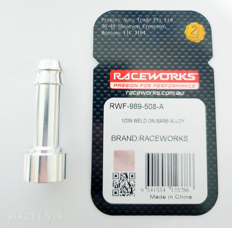 Raceworks 1/2in Weld On Alloy Barb Fitting (12.7mm)