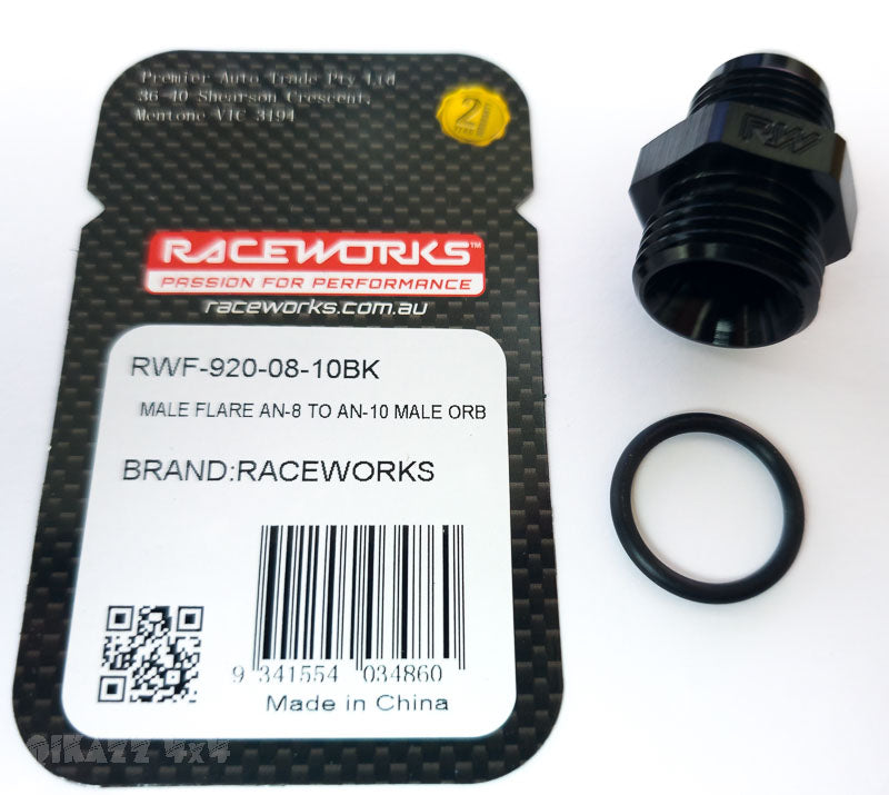 Raceworks Male Flare AN-8 to AN-10 ORB - RWF-920-08-10BK