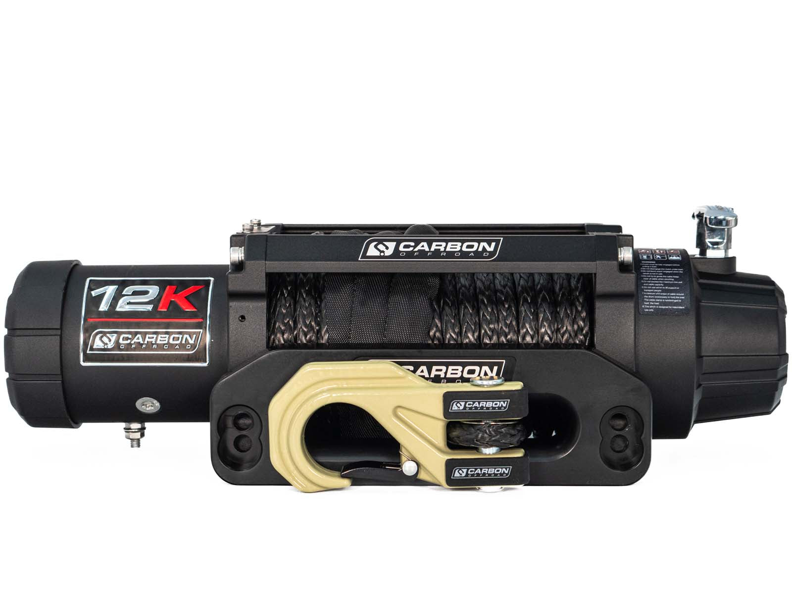 Carbon 12K - 12000lb Winch V3 with MegaPro Hook | Carbon Offroad