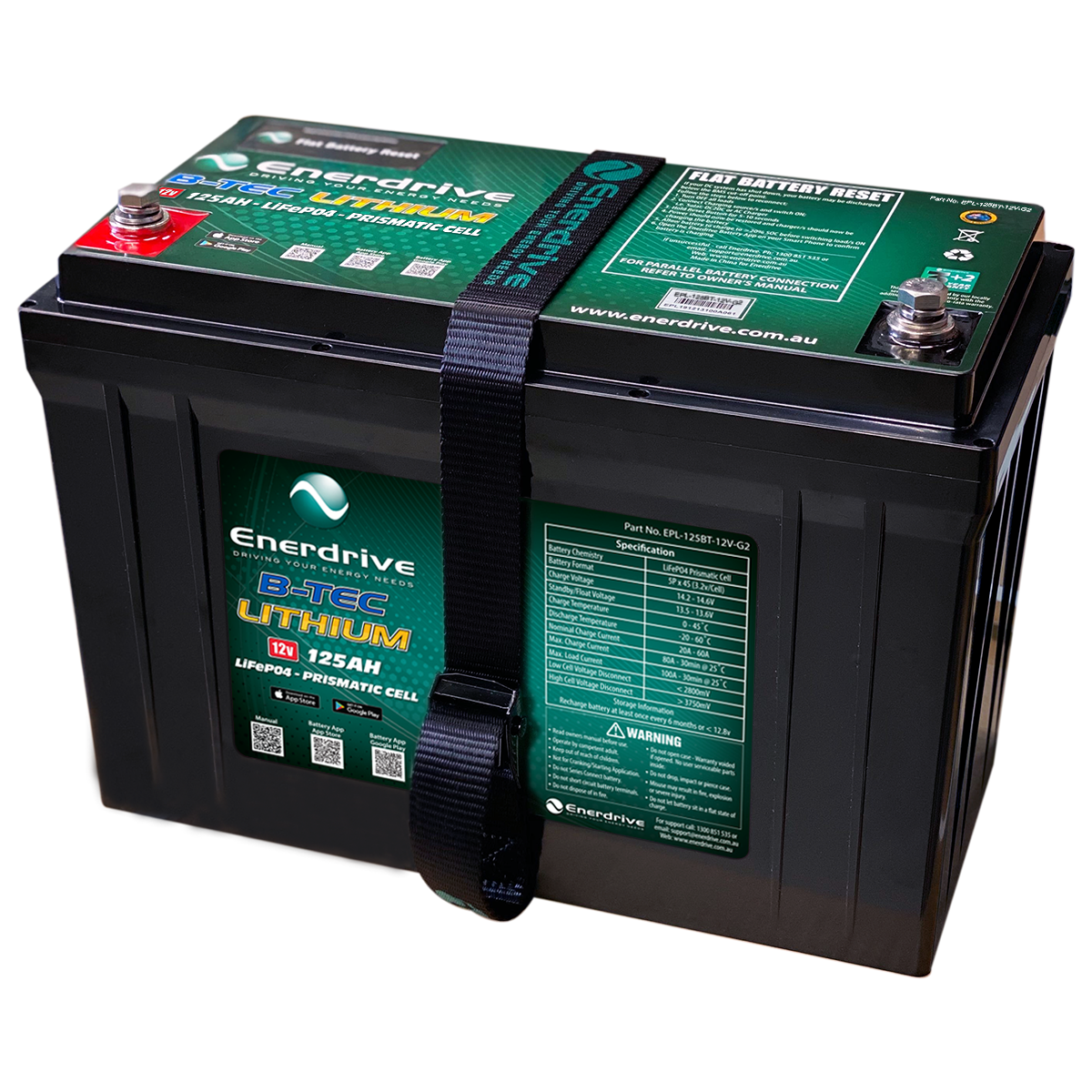 Enerdrive B-TEC 125AH 12V LifePO4 Battery Gen2