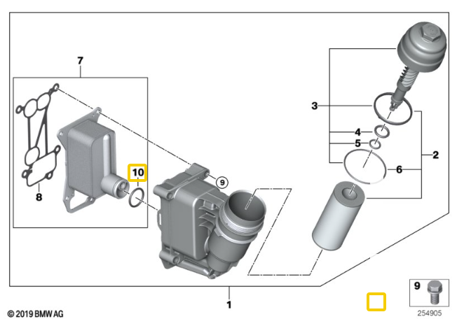 BMW Oil Cooler Seal Ring for N57 - Elring 11428512434