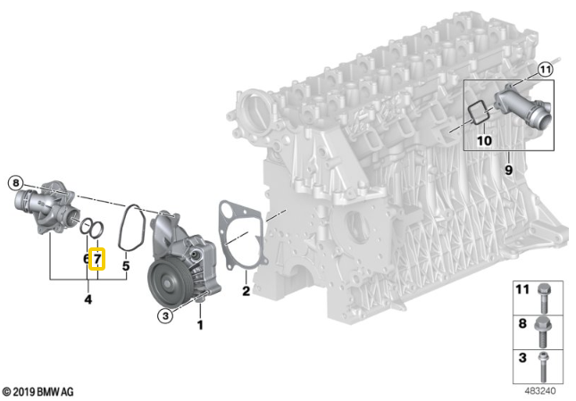 Genuine BMW Engine Coolant Pipe Backup Ring for M57N & M57N2 - BMW 11517788985 | BMW