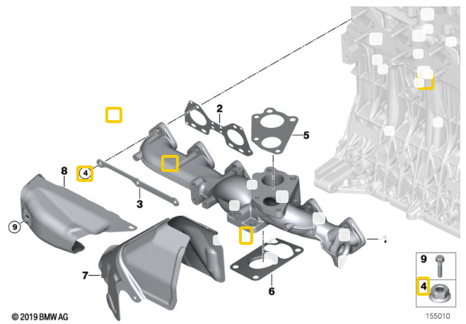 Genuine BMW Exhaust Manifold Flange Nut (M8) for M57N2 - BMW 11627789015 | BMW
