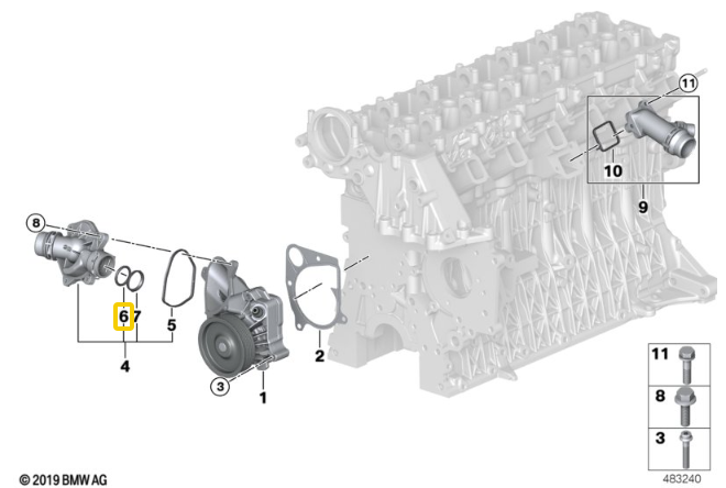 Genuine BMW Engine Coolant Pipe O-Ring for M57N & M57N2 - BMW 11517788984