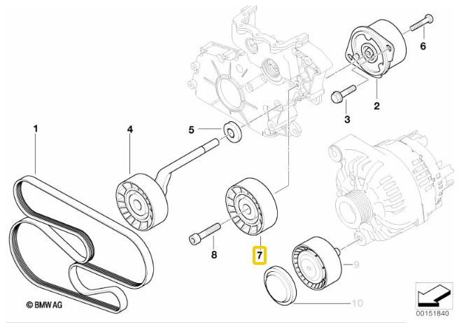 BMW Deflection Guide Pulley for M57N - INA 11287799464