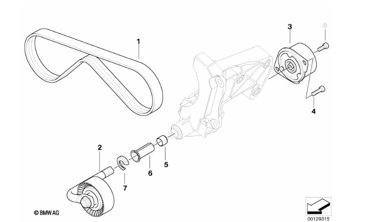 BMW M57N Belt Tensioner Pulley for AC - Febi 64557786706