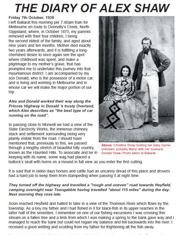 Gippsland Revisited - A pilgrimage to a mother’s grave at Edward’s Reef & Fulton's Creek- The Diary of Gilbert Smith | Adventurer Maps