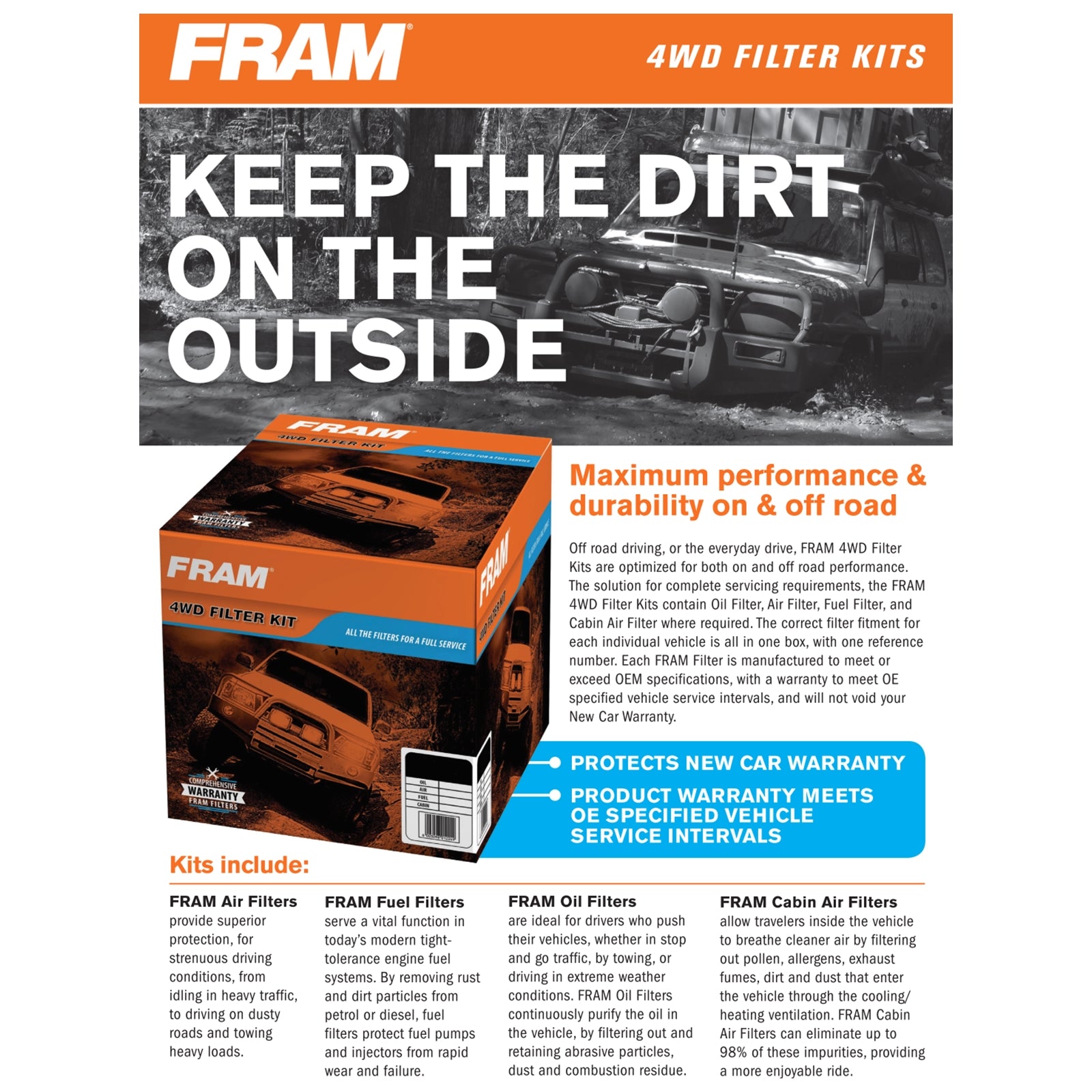 FRAM 4wd Filter Kit for Toyota Hilux TGN16R (2TRFE) - 05-15 | FRAM