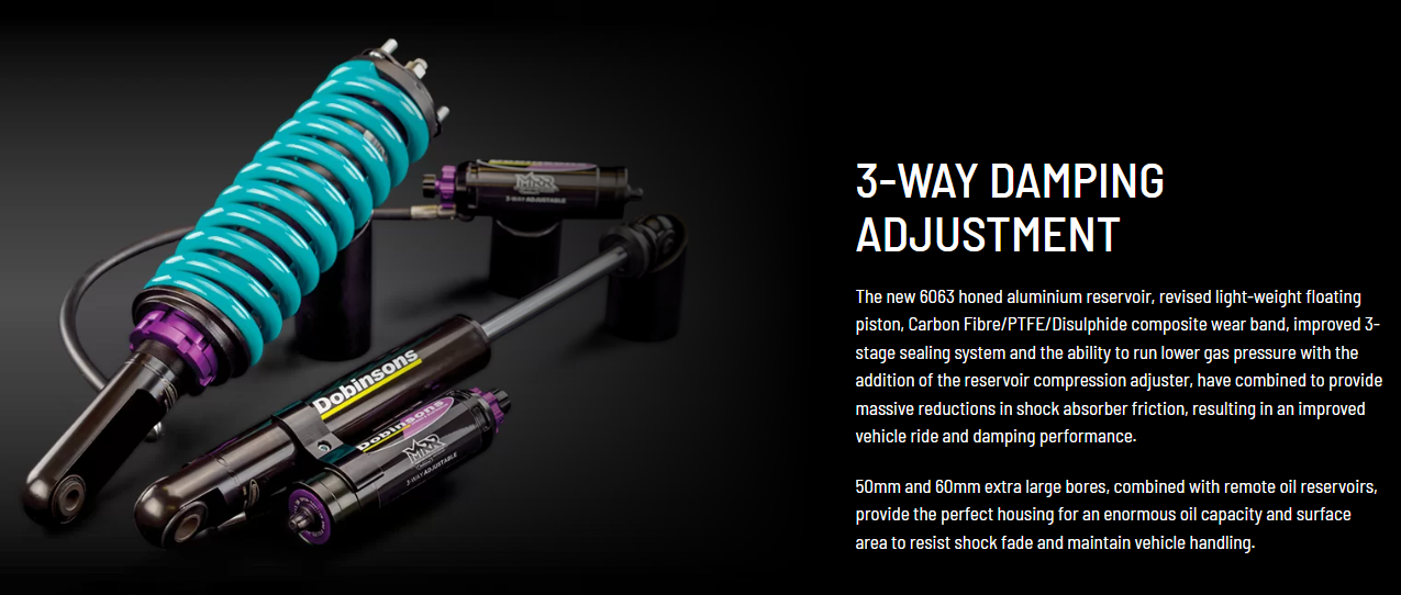 Dobinsons MRA 3-Way Adjustable Remote Reservoir Shock Absorber for Nissan Patrol Front 3" | Dobinsons