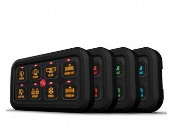 Roadpower Switch Panel 8 Way 10-30V 60A On/Off or Momentary 2 x High Beam Inputs 4 Colour Backlit | Roadpower