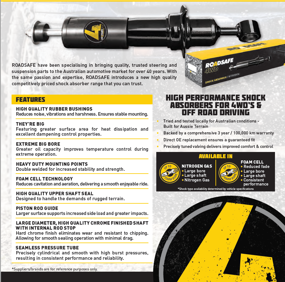 Roadsafe 4wd Nitro Gas Front Shock Absorber for Holden Drover QB 1985-1987 | Roadsafe