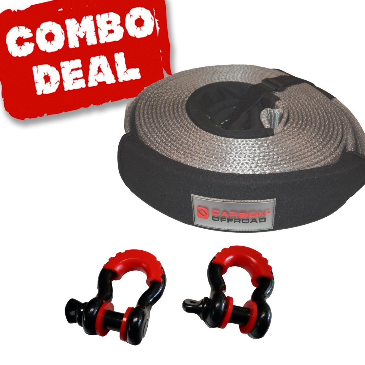 Carbon Snatch Strap and 2 x Bow Shackle Combo Deal - CW-COMBO-8TSS-SHAK45 2