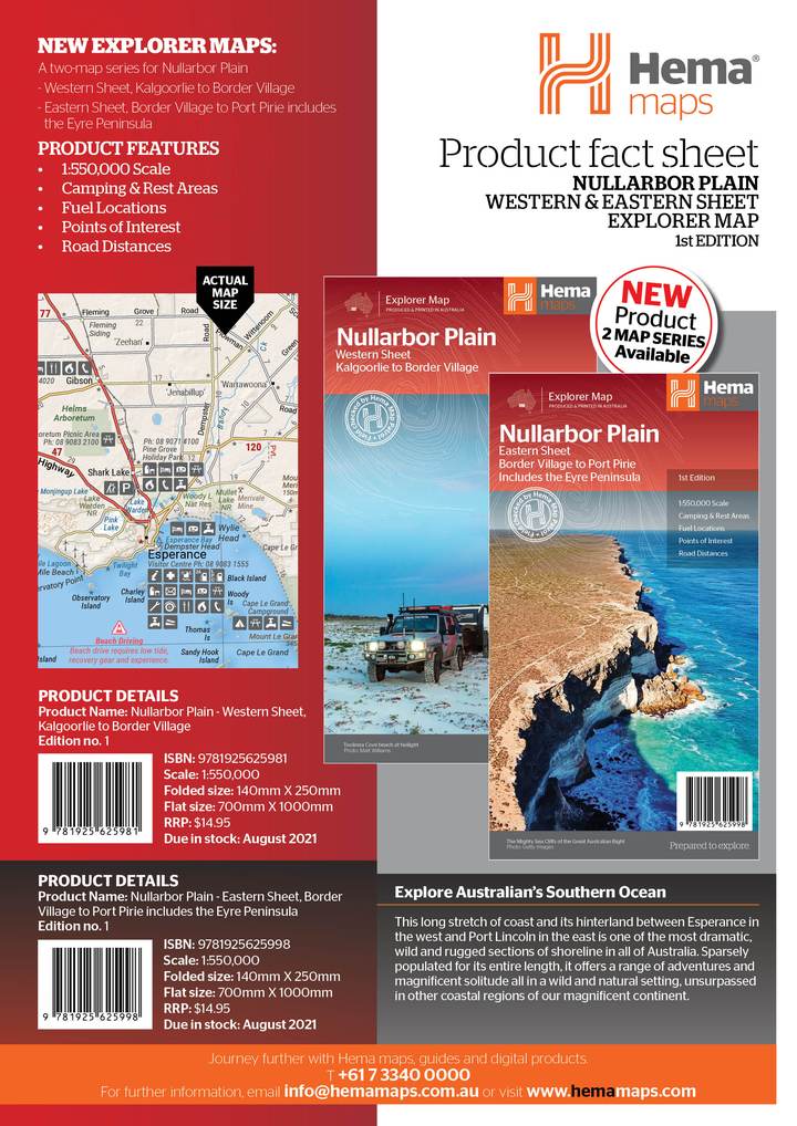 Hema Nullarbor Plain - Western Map - Kalgoorlie to Border Village | Hema
