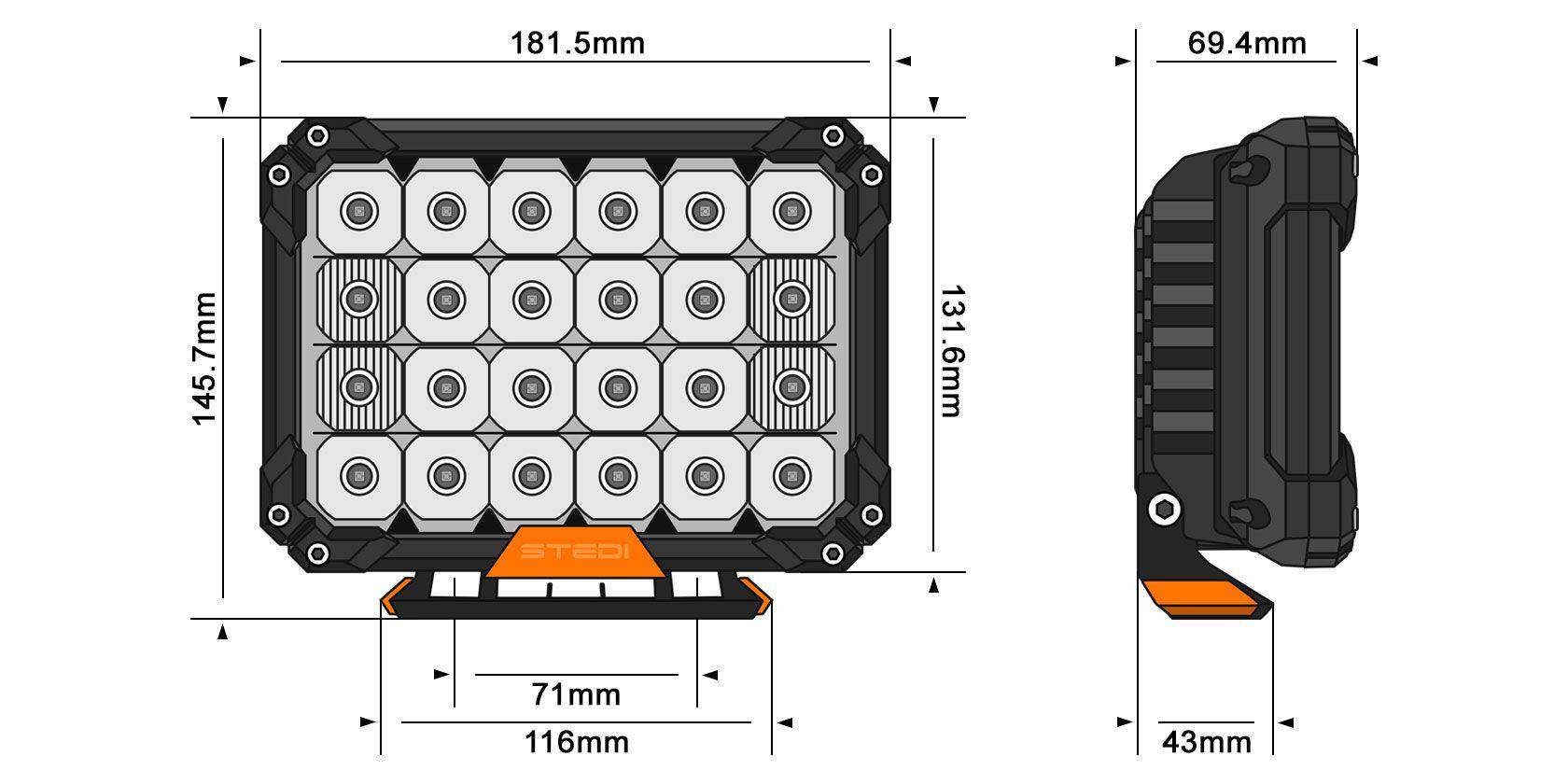 Stedi QUAD PRO Compact Rectangle LED Driving Lights | Stedi
