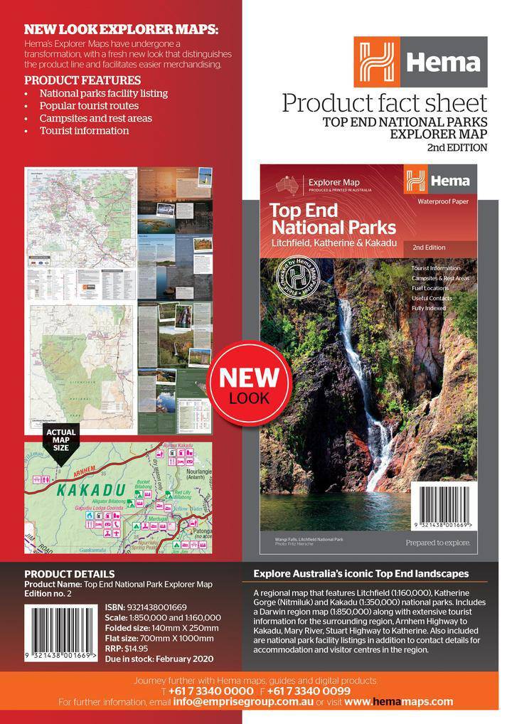 Hema Top End National Parks Map: Litchfield, Katherine & Kakadu 2th Edition | Hema
