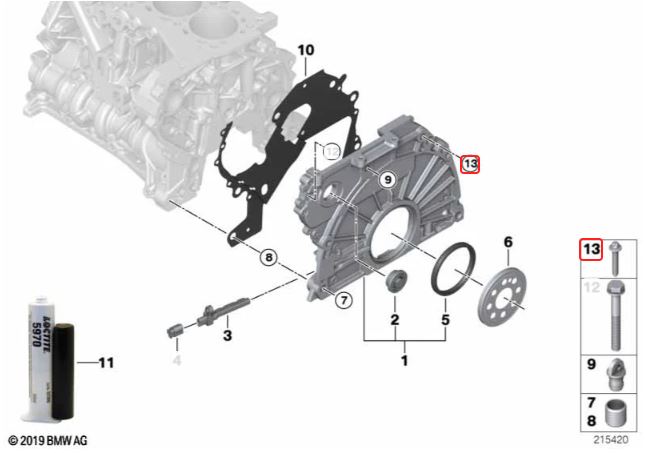 Genuine BMW ASA-Bolt for Timing Chain Cover for N57 - BMW 11147797493