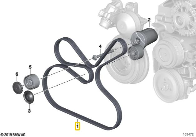 BMW Serpentine Belt for N57 - Continental 7DPK1884 - 11288477789