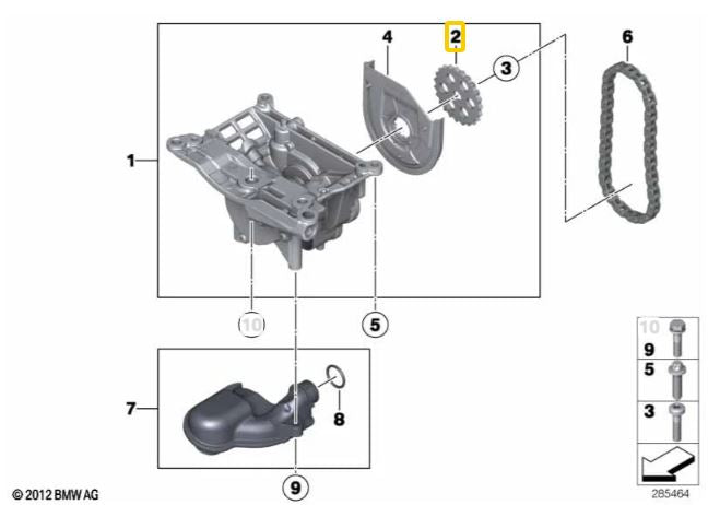 Genuine BMW X5 E70 N57 Oil Pump Sprocket - BMW 11417812449