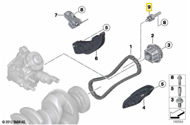 Genuine BMW Oil Spraying Nozzle for Lower Timing Chain for N57 - BMW 13527797909