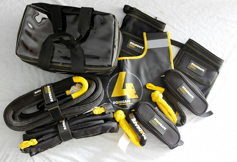 Roadsafe 4wd Kinetic Rope Recovery Kit w/Equalizer Strap, Soft Shackles, Damper Blanket & Bag