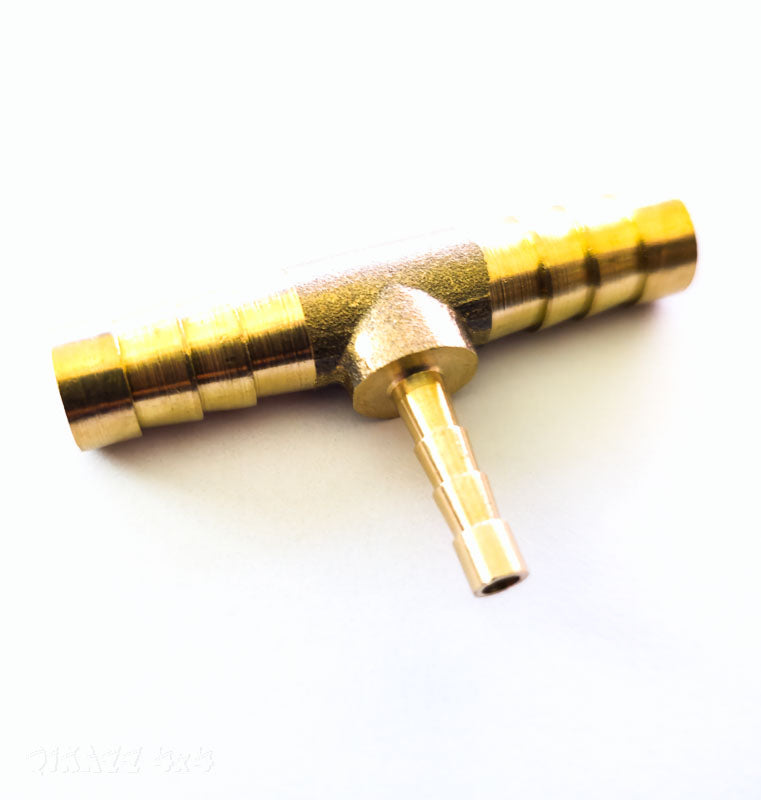 Brass 10mm - 4mm - 10mm Barbed T fitting