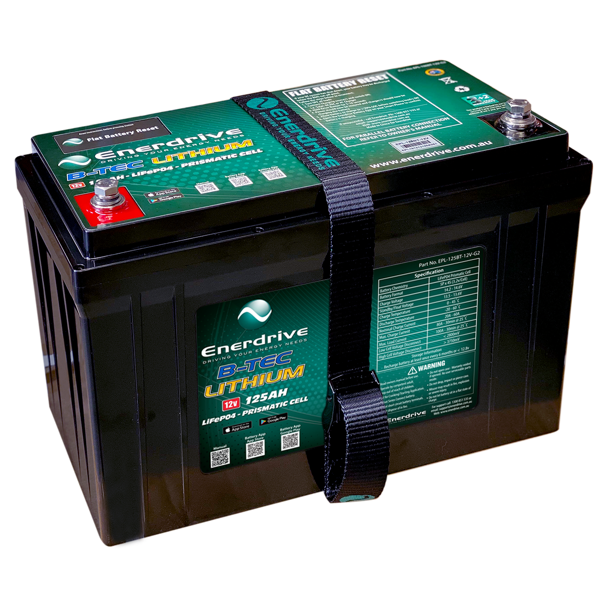 Enerdrive B-TEC 125AH 12V LifePO4 Battery Gen2