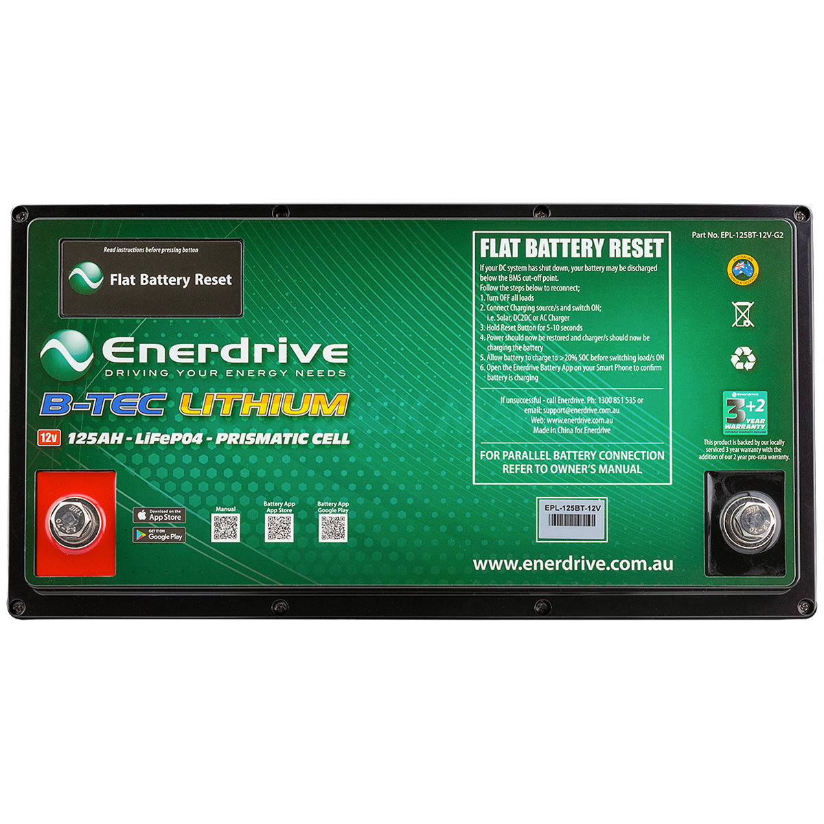Enerdrive B-TEC 125AH 12V LifePO4 Battery Gen2