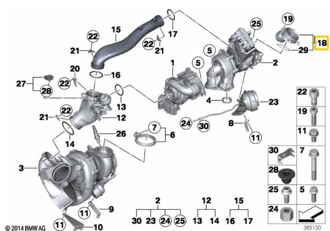 Genuine BMW Turbo Airflow Control Valve for N57 X5 E70 LCI M50dX - 11658506398