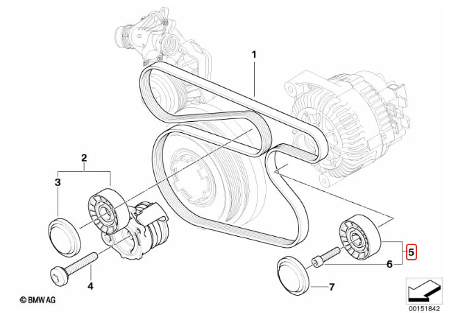 BMW Drive Belt Idler Pulley for M57N2 - INA 11287790448