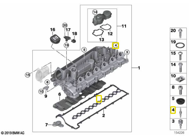 Genuine BMW Valve Cover Bolt for M57N & M57N2 - BMW 11120036237