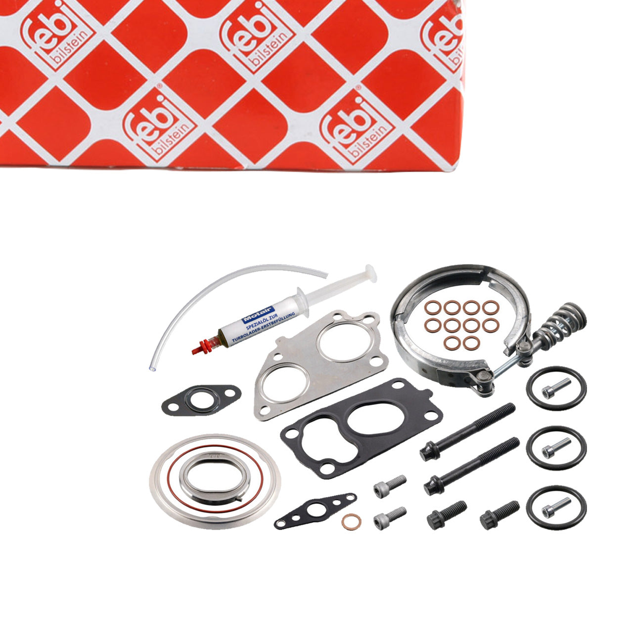 Febi Bilstein 188050 turbo mounting kit shown with febi bilstein retail packaging