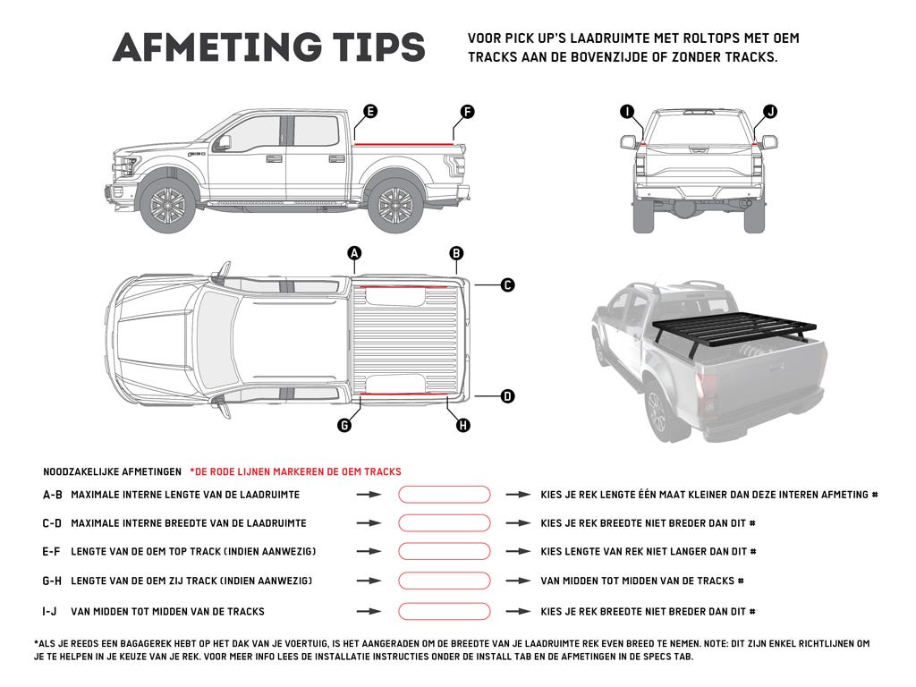 Ute Slimline II Load Bed Rack Kit / 1165(W) x 1358(L)
