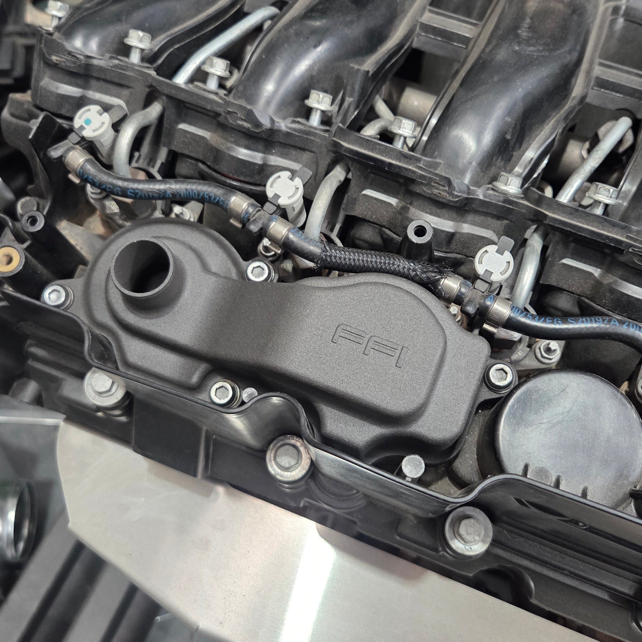 M57 Rocker Cover Breather Housing - installed view 1