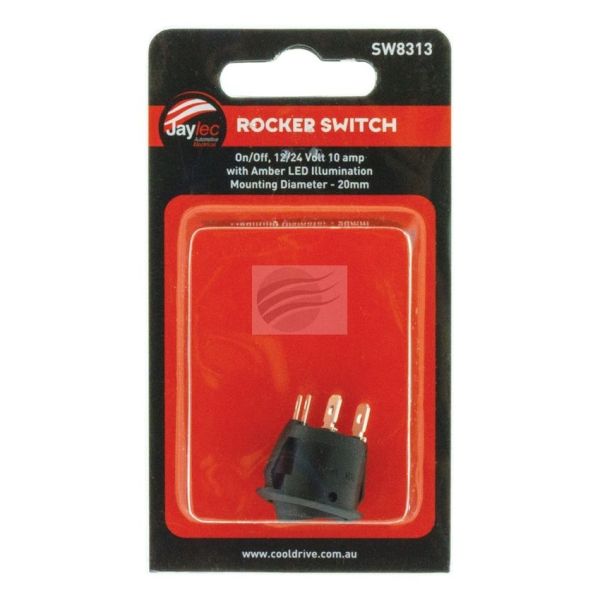 Jaylec SW8313 Rocker Switch On/Off Round Amber 12/24V 10A | Jaylec