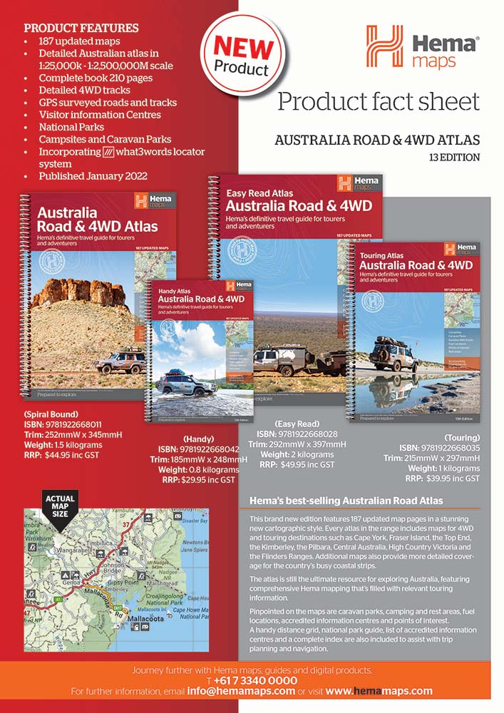 Australia Road & 4WD Touring Atlas - 215 x 297mm (13th Edition) | Hema