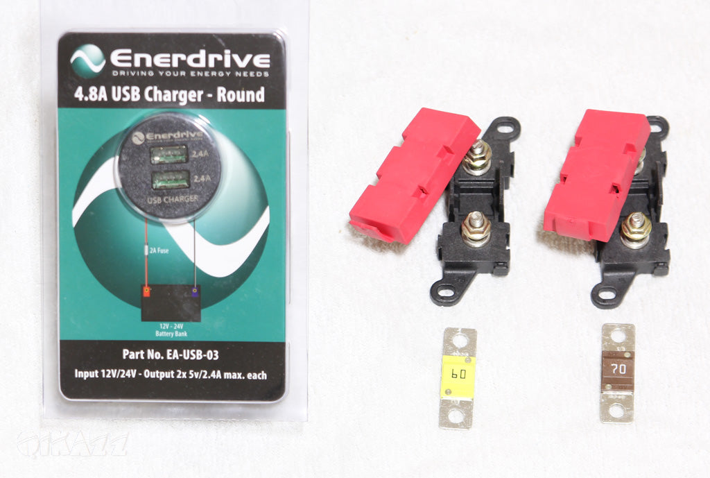Enerdrive Midi Fuse Kit with Round USB Outputs for N3DC40+ 40A DCDC Charger | Enerdrive