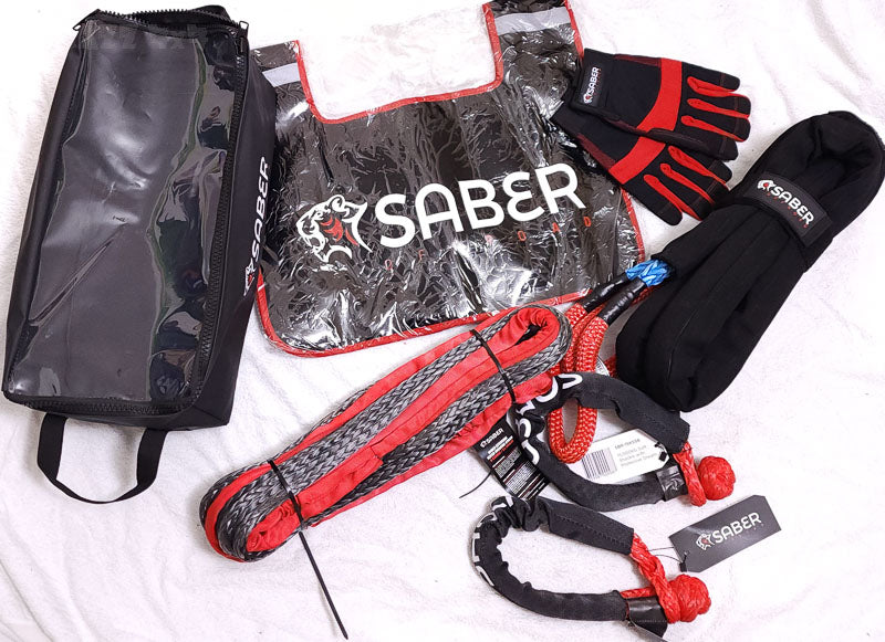 Saber Offroad Winch Recovery Kit, Util Rope, Extension, Damper, Soft Shackles