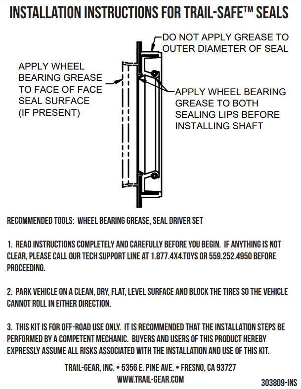 Trail Safe Front Inner Axle Seal for Nissan Patrol GQ GU Y60 Y61 (Pair) | Trail Gear