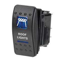 Narva 12 Volt Illuminated Off/On Sealed Rocker Switch with 'Roof Lights' Symbol (Blue) - 63146BL | Narva