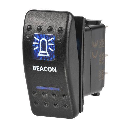 Narva 12 Volt Illuminated Off/On Sealed Rocker Switch with 'Beacon' Symbol (Blue) - 63147BL | Narva