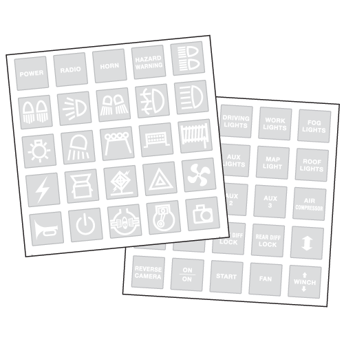 Narva White 4wd Sticker Set suits Coloured Rocker Switches | Narva