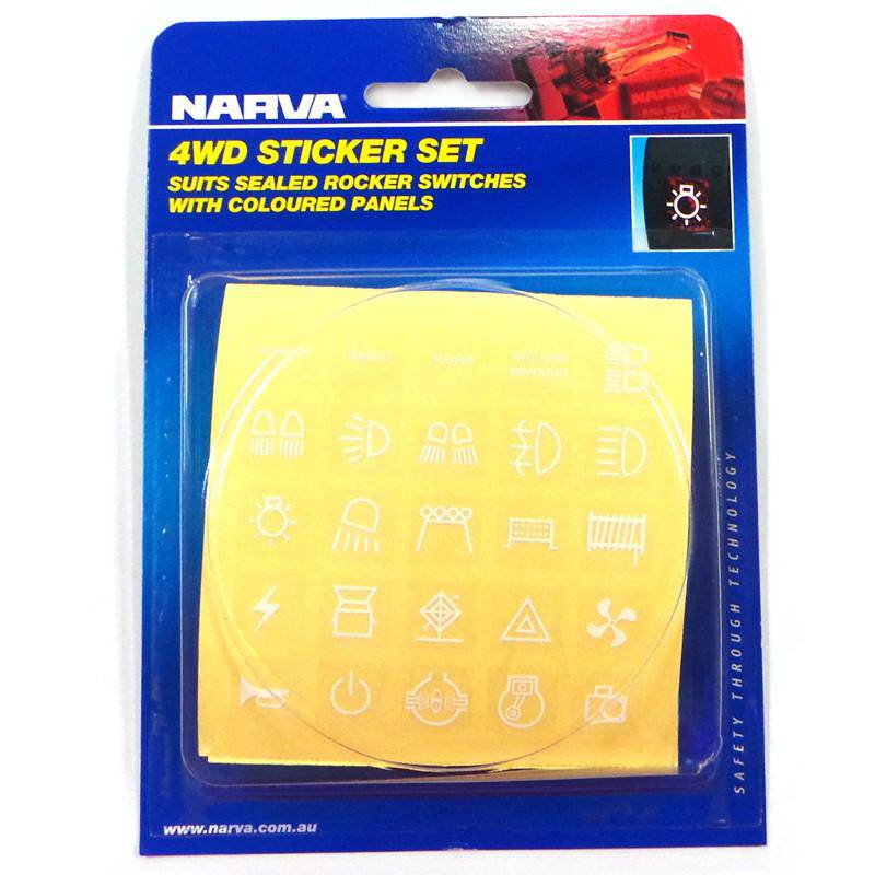 Narva White 4wd Sticker Set suits Coloured Rocker Switches | Narva