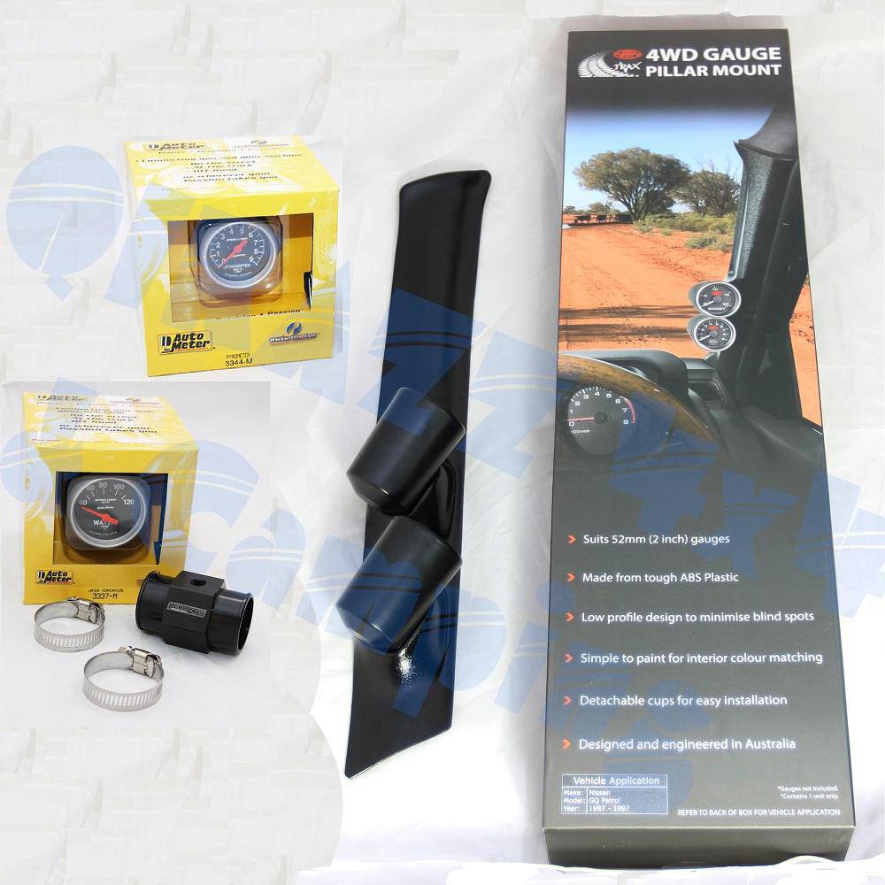 Autometer Water & EGT Gauge Kit & SAAS Pillar Pod for Nissan Patrol GQ | Autometer