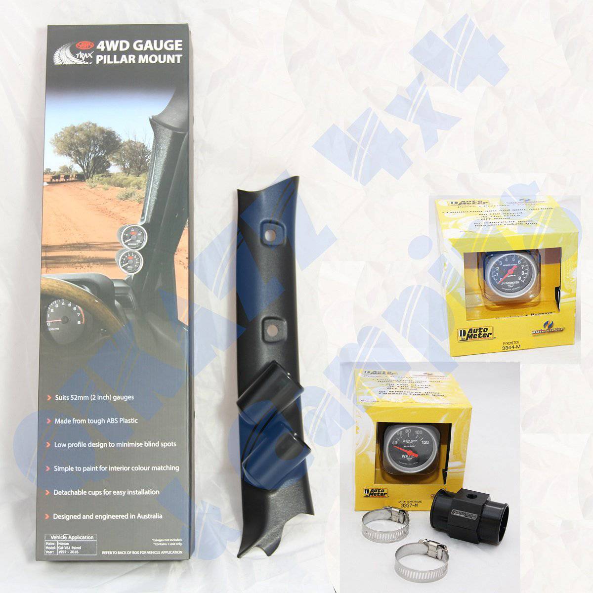 Autometer Water & EGT Gauge Kit & SAAS Pillar Pod for Nissan Patrol GU | Autometer